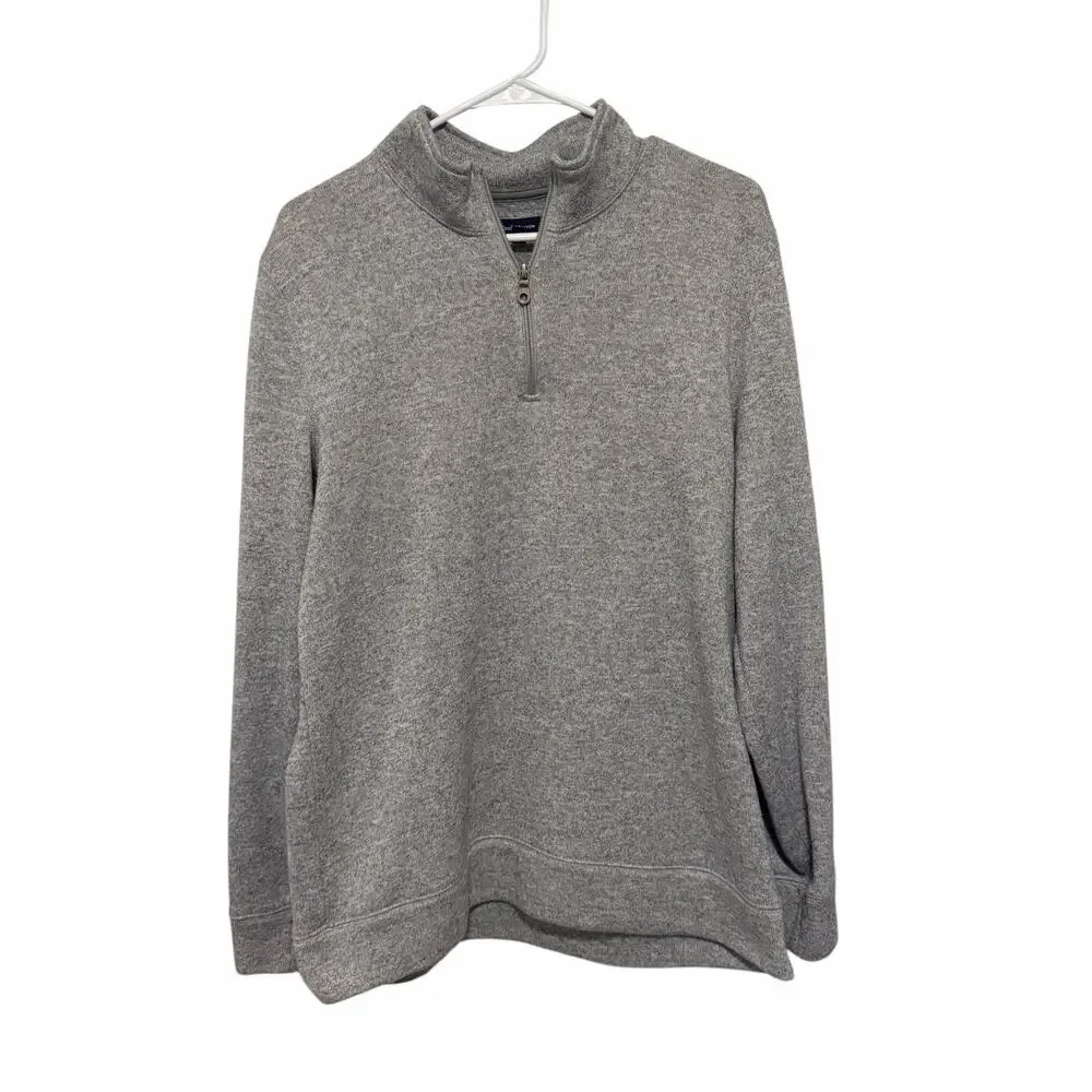 Croft & Barrow Men's Large Gray Quarter Zip Long Sleeve Collar Sweater